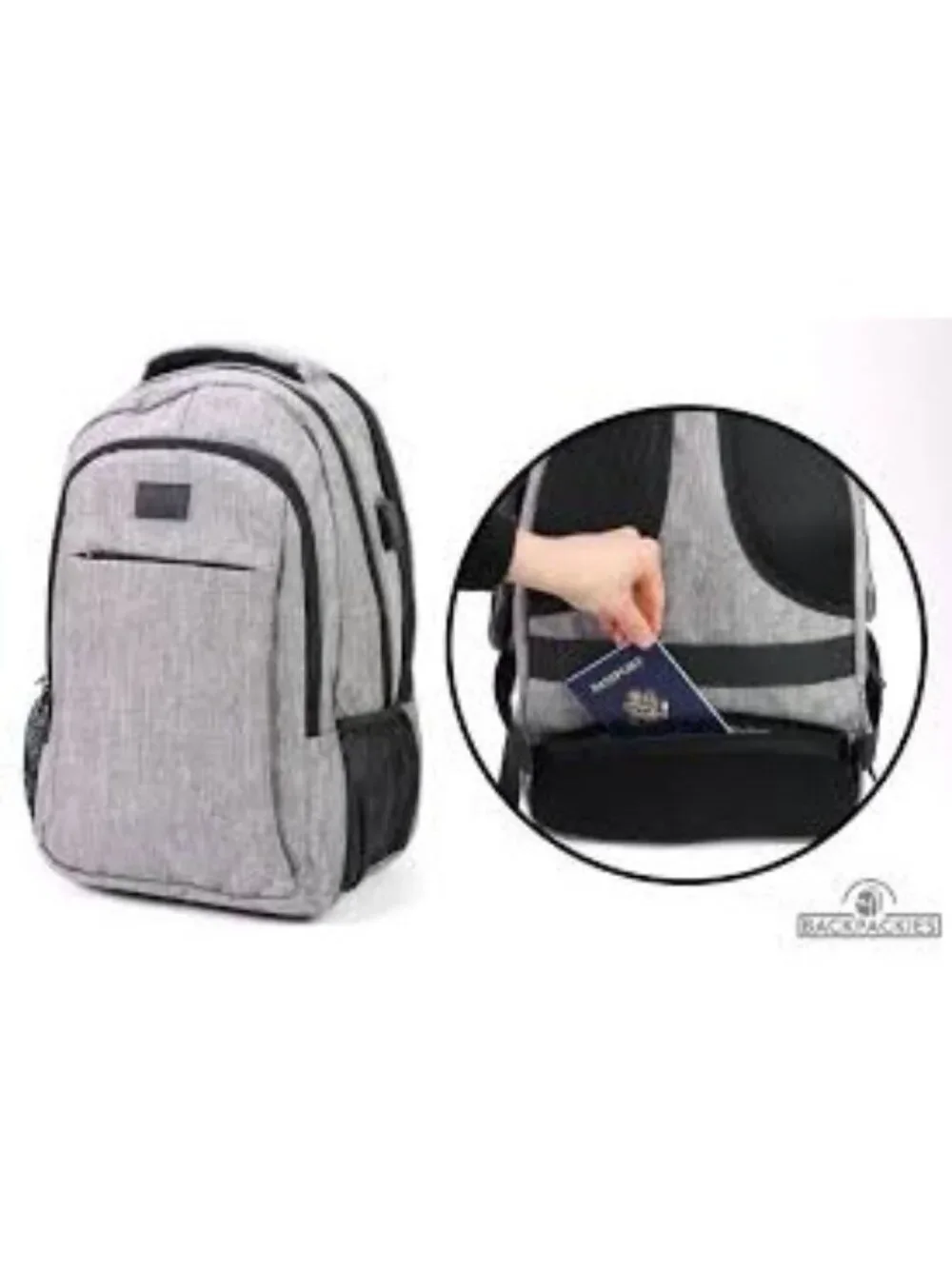 Matein Gray Anti-Theft Slim Travel Laptop Backpack